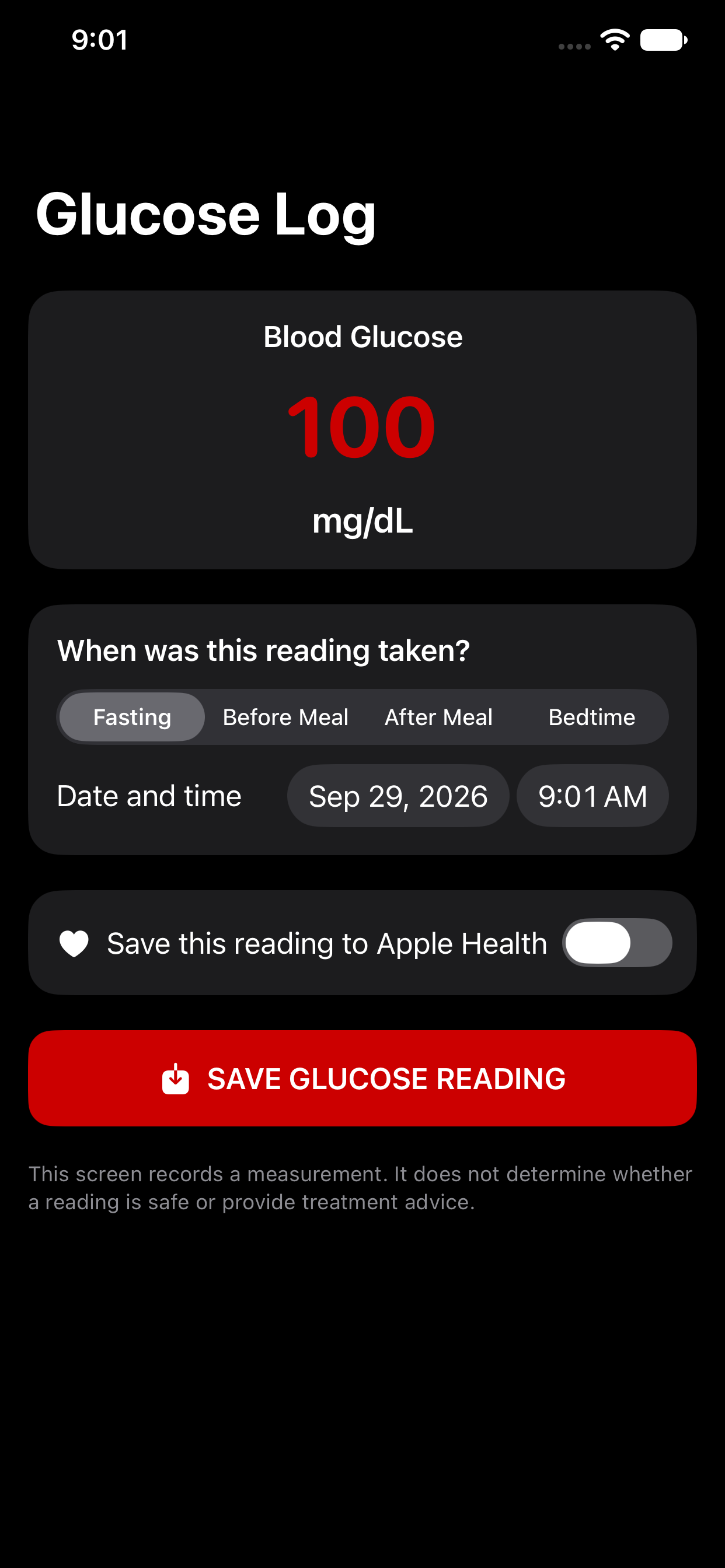 Back The Pack glucose log