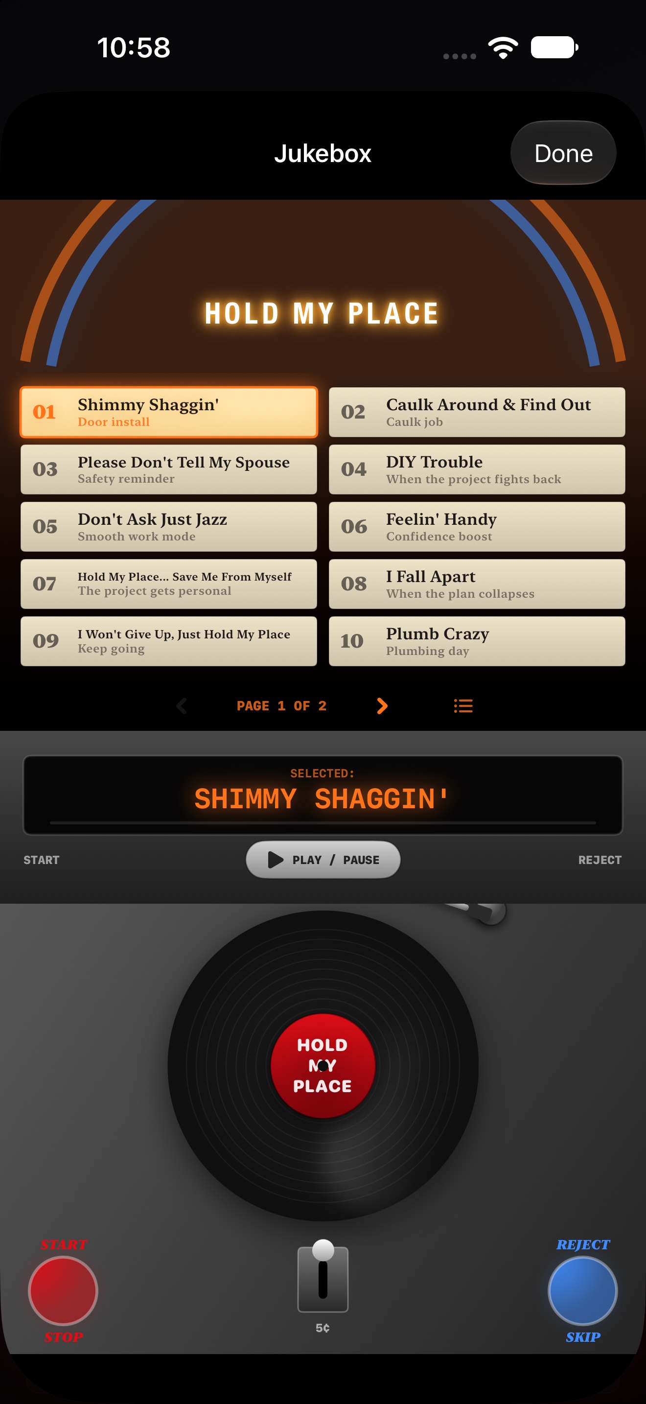 Hold My Place Mood Boost jukebox