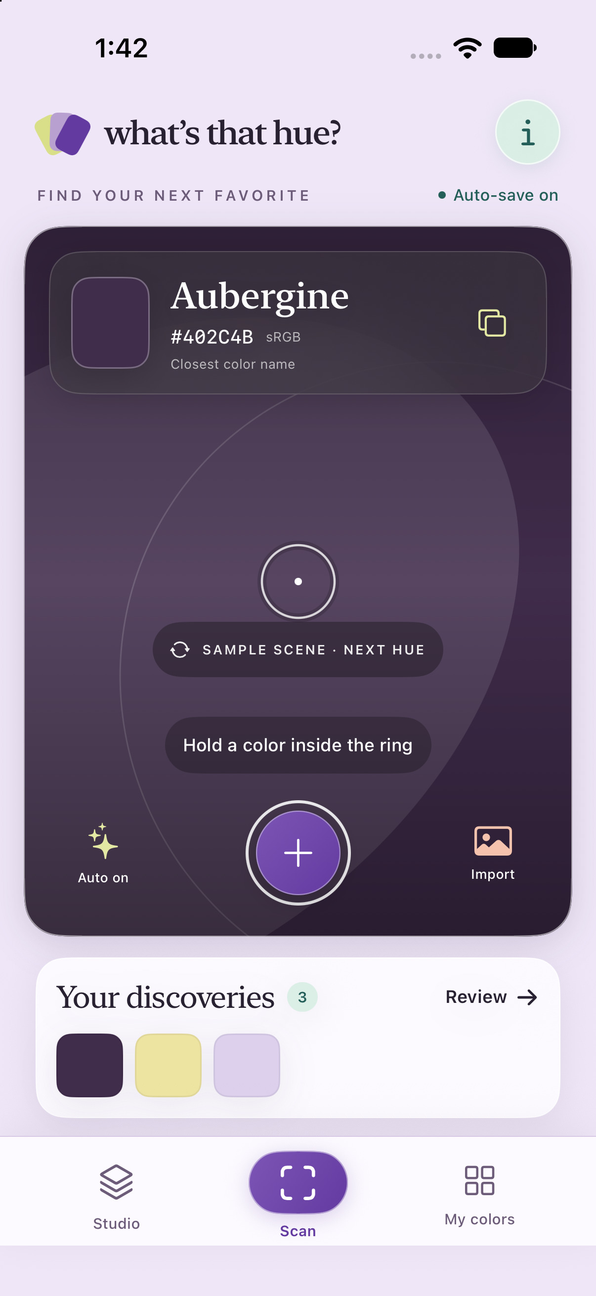 What's That Hue? scan screen